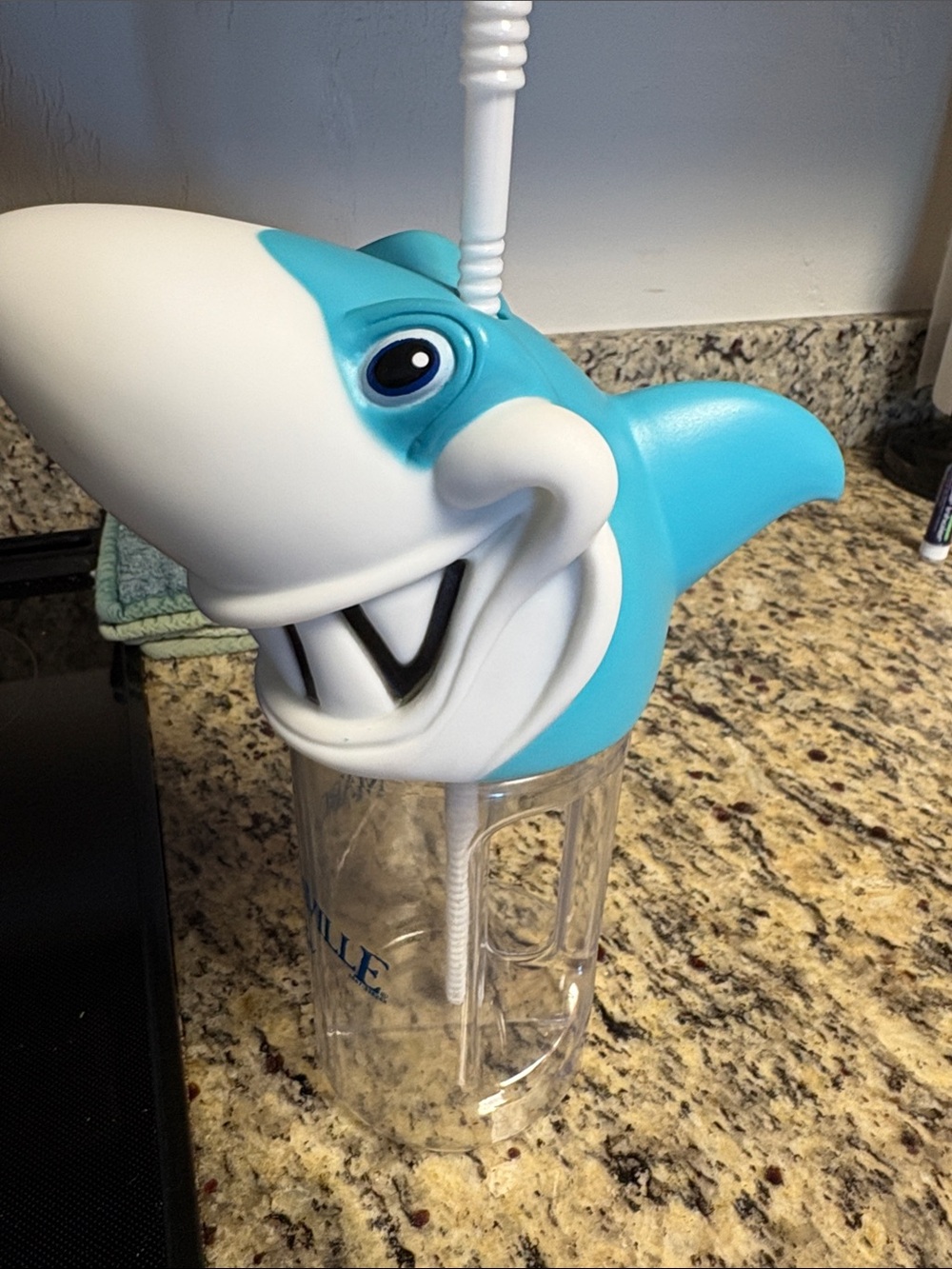 Shark Drink Cup with Straw - Blue